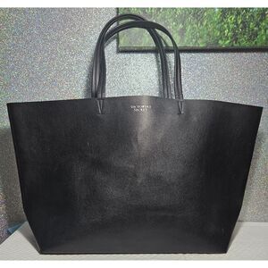 Victoria’s Secret Black Tote Bag Faux Leather Large Minimalist Y2K Shopper